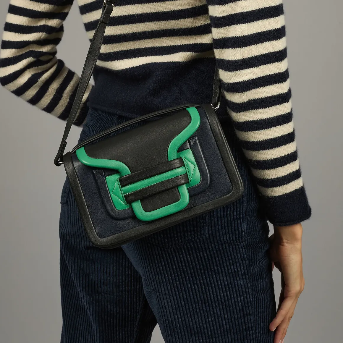 PIERRE HARDY ALPHA MAXI HANDBAG Navy,green Flash Sale