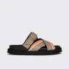 PIERRE HARDY CROSS RIDER FLAT SANDAL Taupe,orange,white Flash Sale