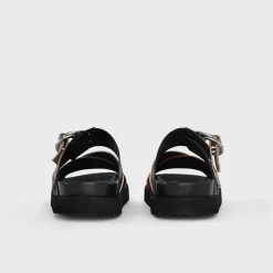 PIERRE HARDY CROSS RIDER FLAT SANDAL Taupe,orange,white Flash Sale