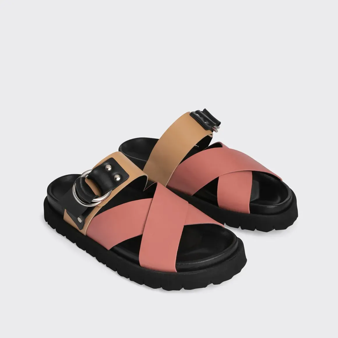 PIERRE HARDY CROSS RIDER FLAT SANDAL Blush,beige,black Outlet