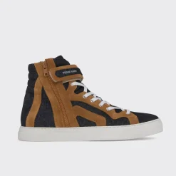 PIERRE HARDY 112 HIGH-TOP SNEAKERS Bluedenim,camel Online