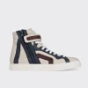 PIERRE HARDY 112 HIGH-TOP SNEAKERS Offwhite,navy,burgundy Cheap
