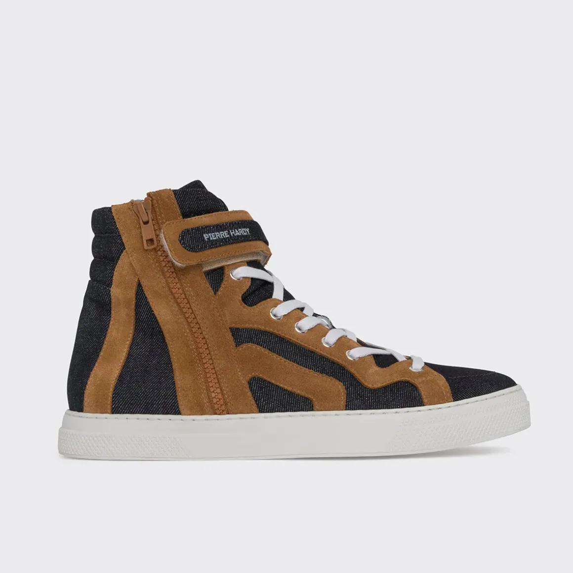 PIERRE HARDY 112 HIGH-TOP SNEAKERS Bluedenim,camel Online