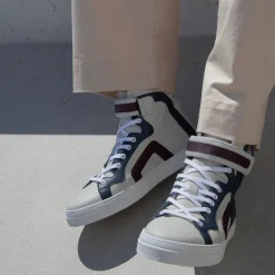 PIERRE HARDY 112 HIGH-TOP SNEAKERS Offwhite,navy,burgundy Cheap