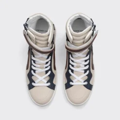 PIERRE HARDY 112 HIGH-TOP SNEAKERS Offwhite,navy,burgundy Cheap
