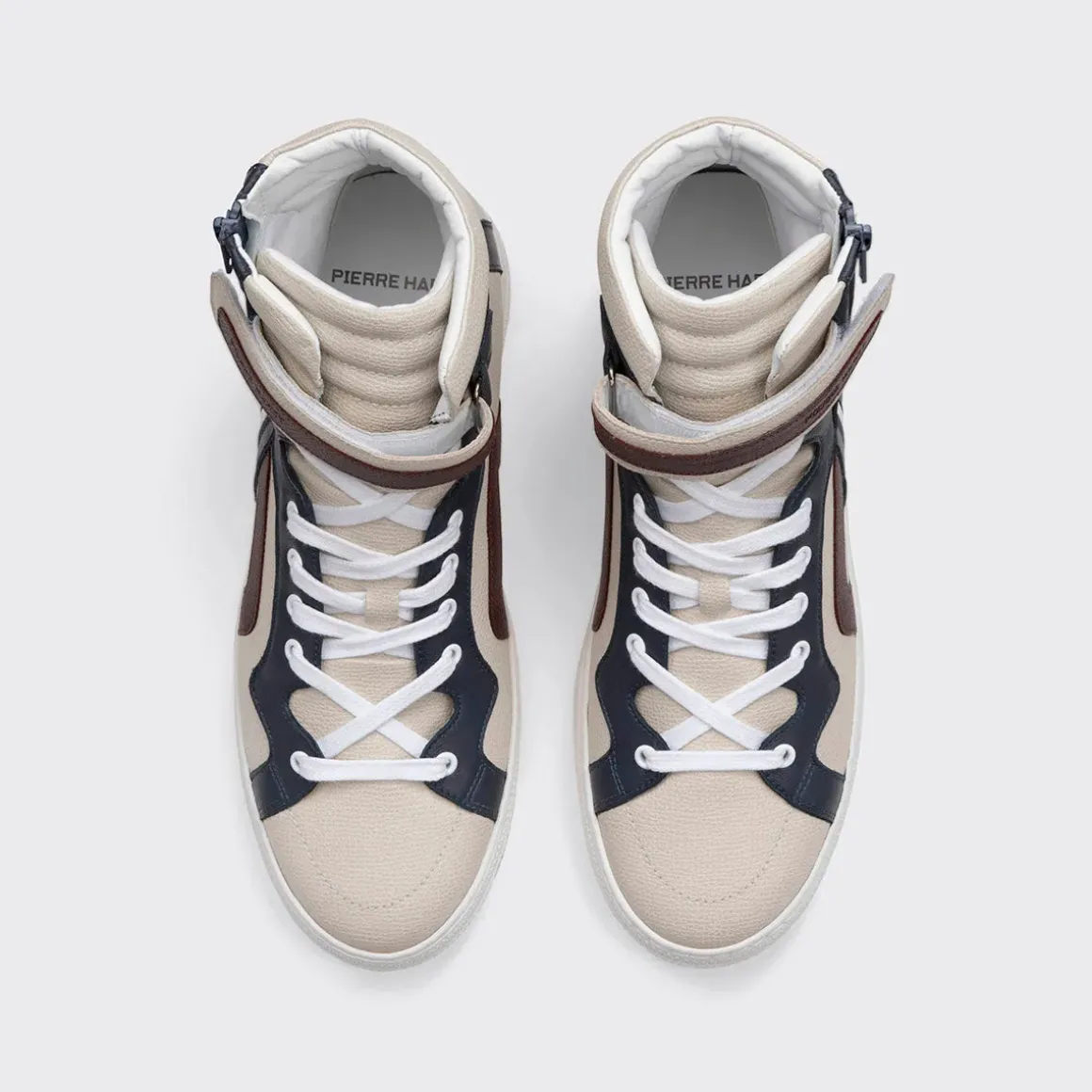 PIERRE HARDY 112 HIGH-TOP SNEAKERS Offwhite,navy,burgundy Cheap