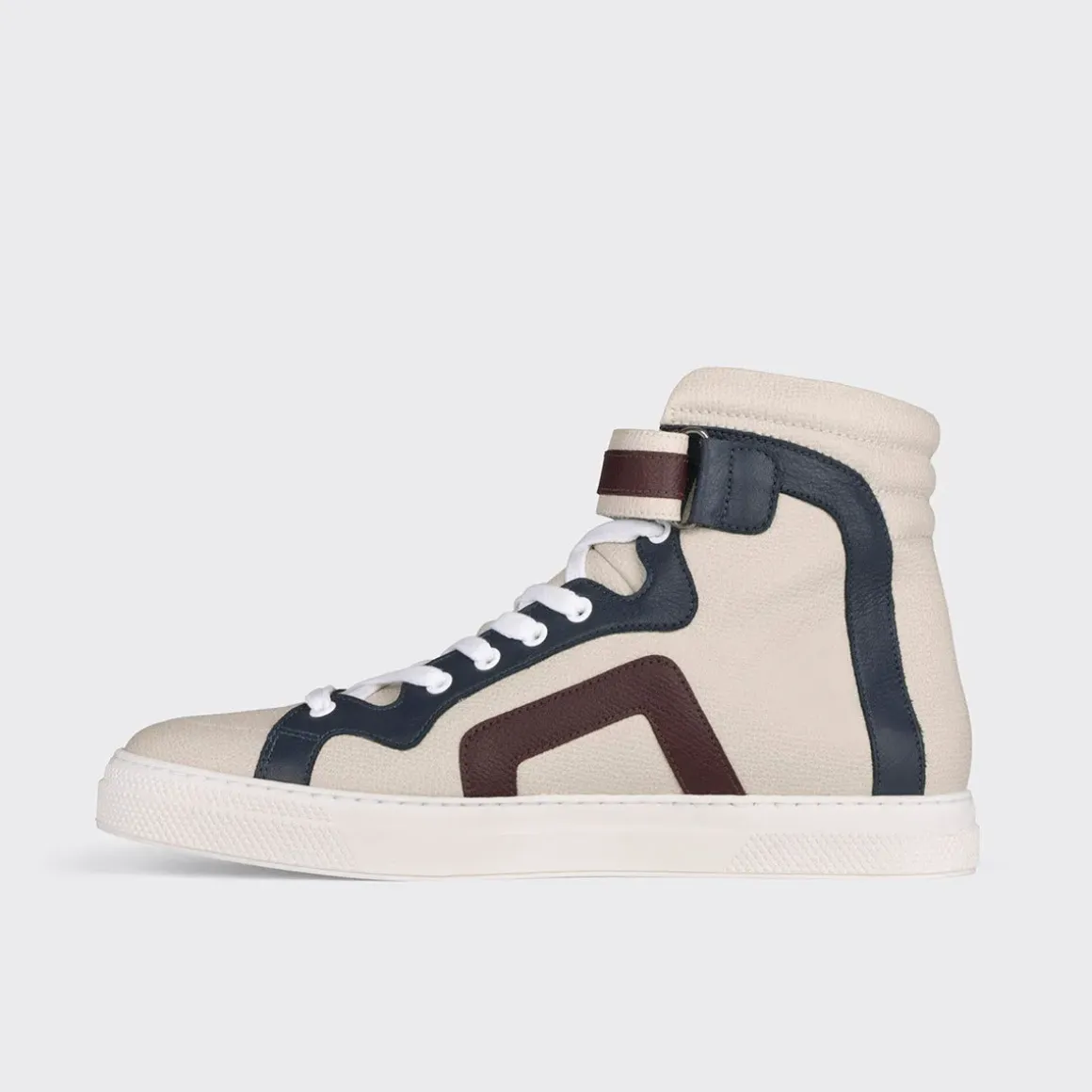 PIERRE HARDY 112 HIGH-TOP SNEAKERS Offwhite,navy,burgundy Cheap