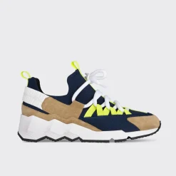 PIERRE HARDY TREK COMET SNEAKERS Sand,navy,yellow Cheap