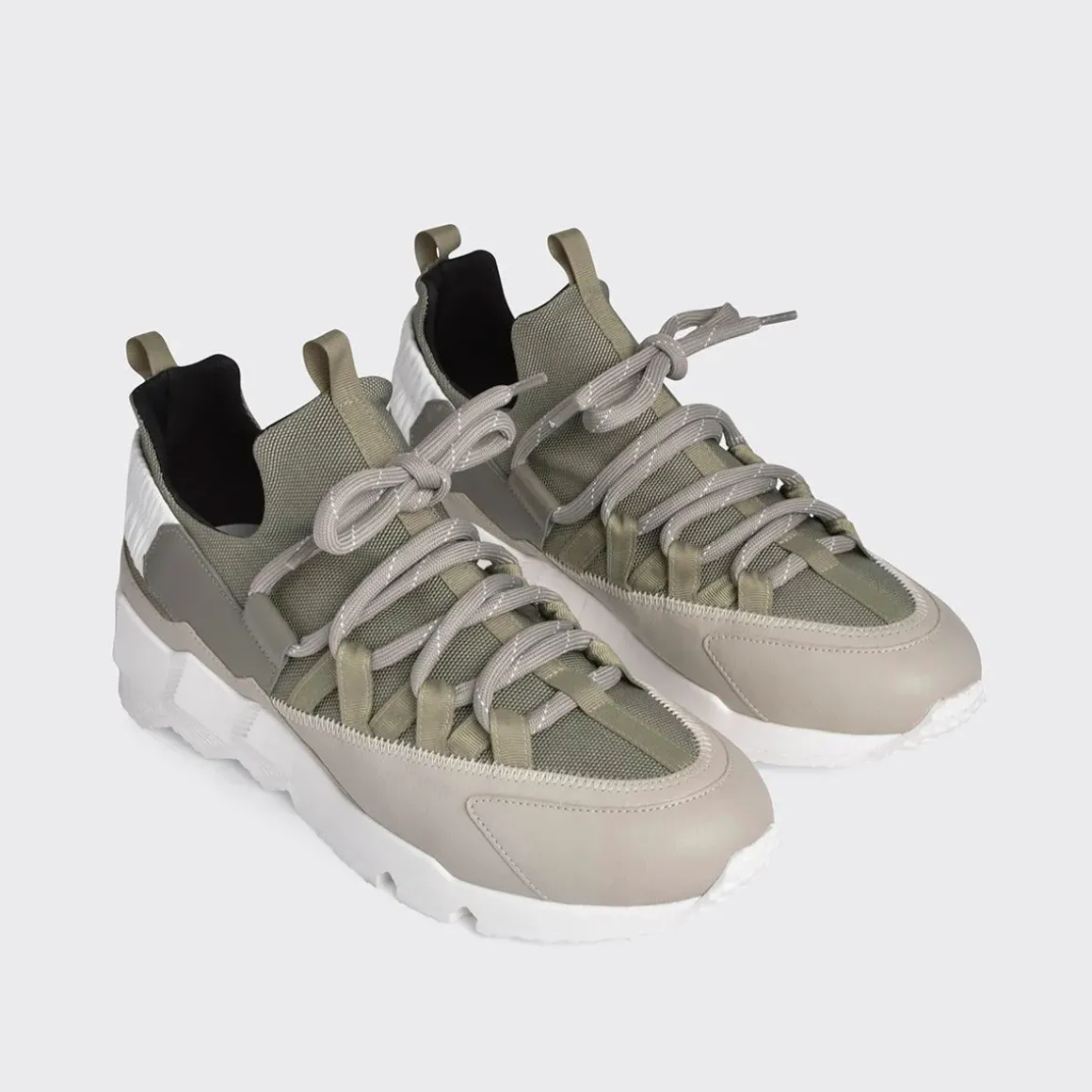 PIERRE HARDY TREK COMET SNEAKERS Kaki,lightgrey,white Hot