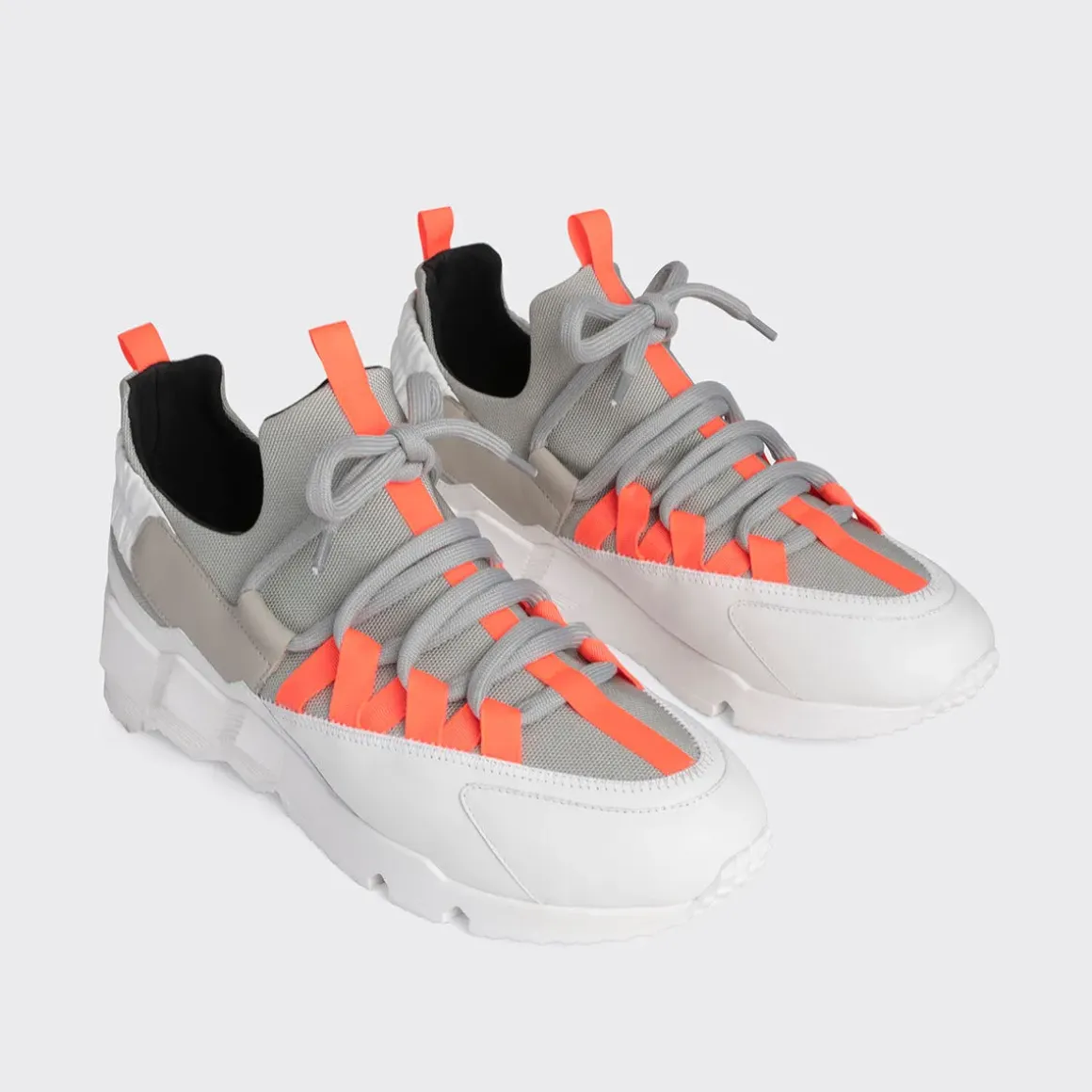 PIERRE HARDY TREK COMET SNEAKERS Lightgrey,white,orange Sale