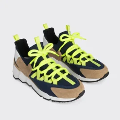 PIERRE HARDY TREK COMET SNEAKERS Sand,navy,yellow Cheap