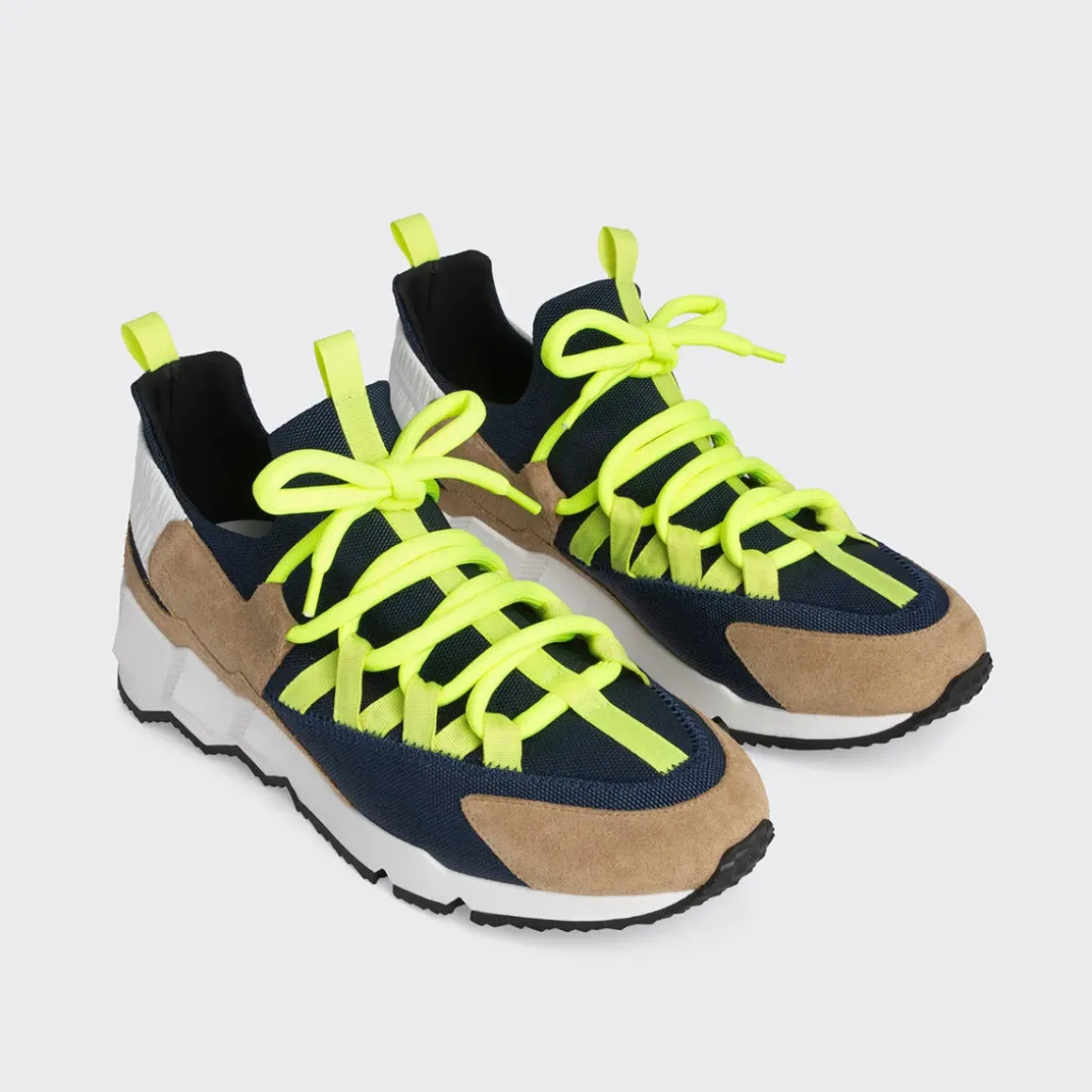 PIERRE HARDY TREK COMET SNEAKERS Sand,navy,yellow Cheap