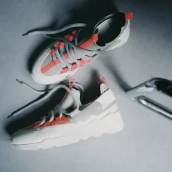 PIERRE HARDY TREK COMET SNEAKERS Lightgrey,white,orange Sale
