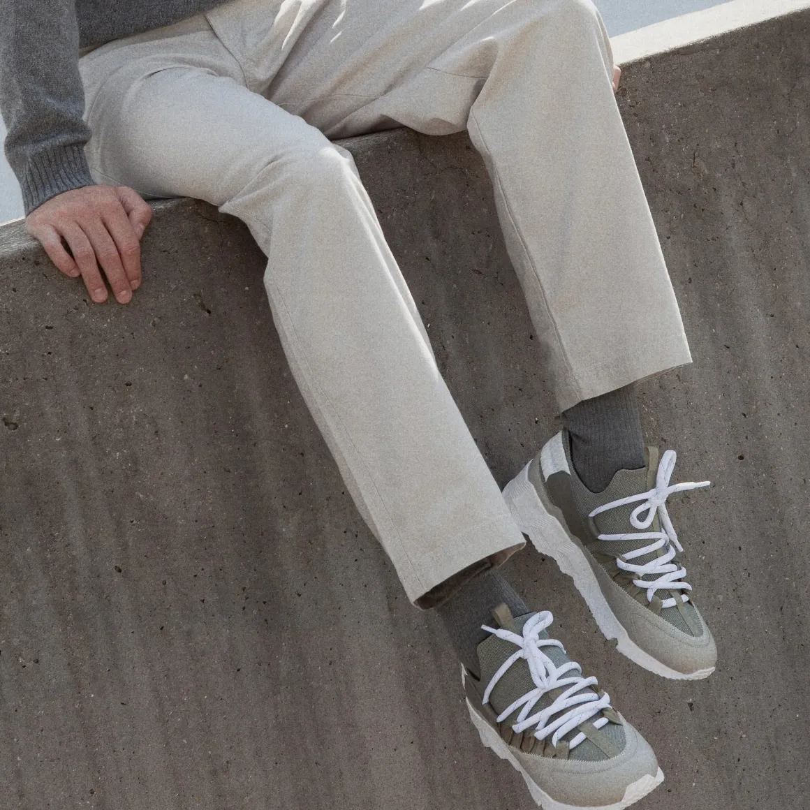 PIERRE HARDY TREK COMET SNEAKERS Kaki,lightgrey,white Hot