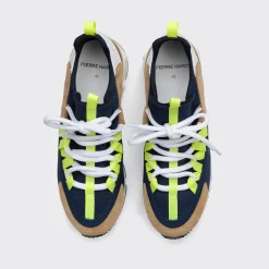 PIERRE HARDY TREK COMET SNEAKERS Sand,navy,yellow Cheap